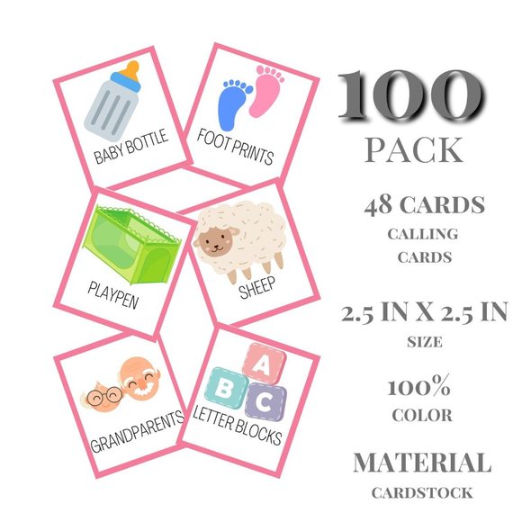 Baby Shower Games - 100 Boards Girl - Baby Gender Reveal Games - Party Favors - Picture 3 of 4